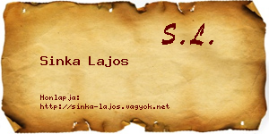 Sinka Lajos névjegykártya